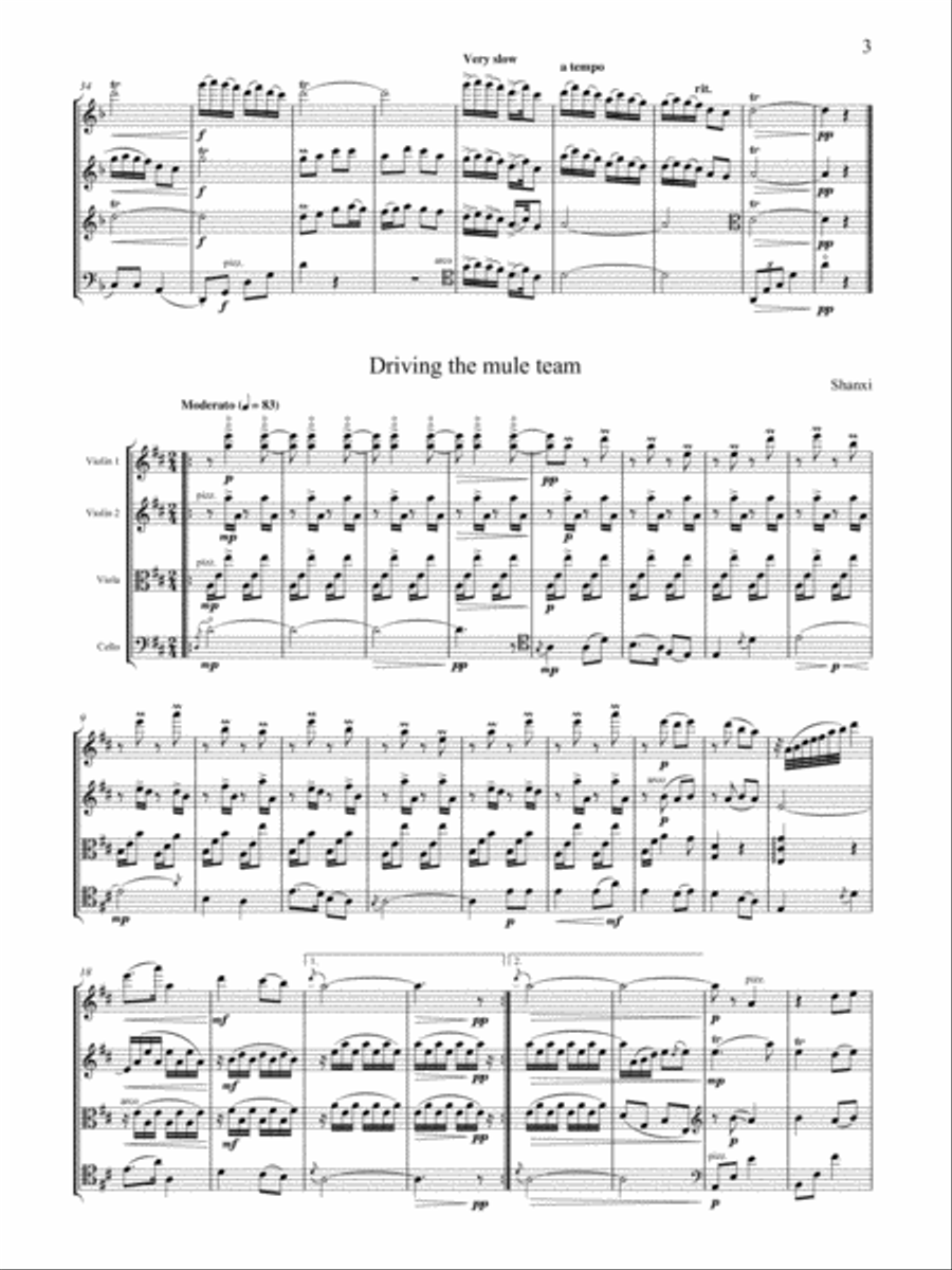 Chinese Folk Songs Chinese Folk Songs String Quartet scores gallery preview page 3