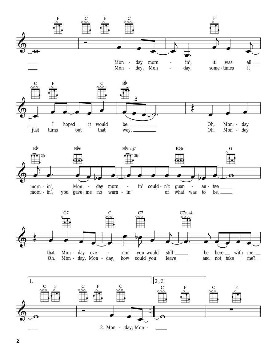 Monday, Monday Monday, Monday Ukulele scores gallery preview page 2