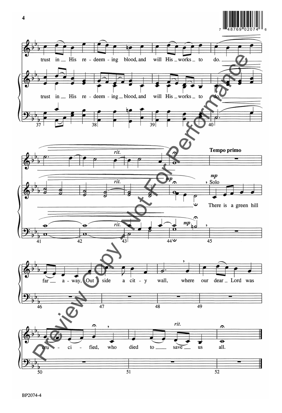 There Is a Green Hill Far Away 4-Part scores gallery preview page 5