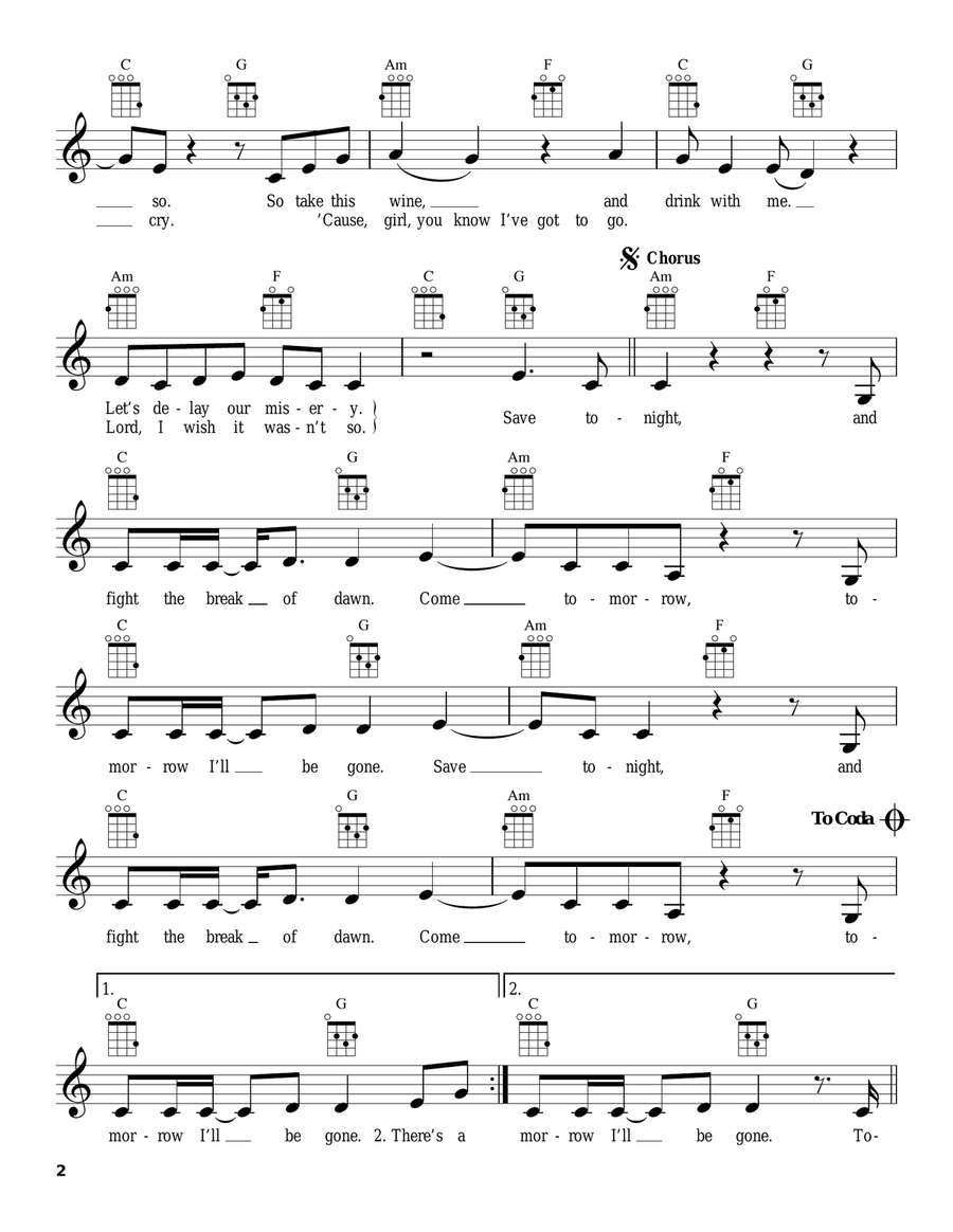 Save Tonight Save Tonight Ukulele scores gallery preview page 2