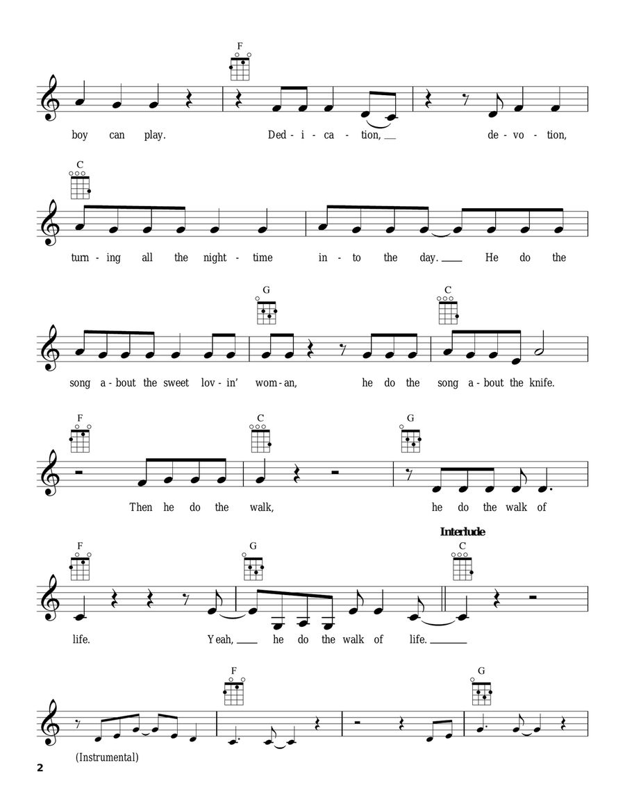 Walk Of Life Walk Of Life Ukulele scores gallery preview page 2