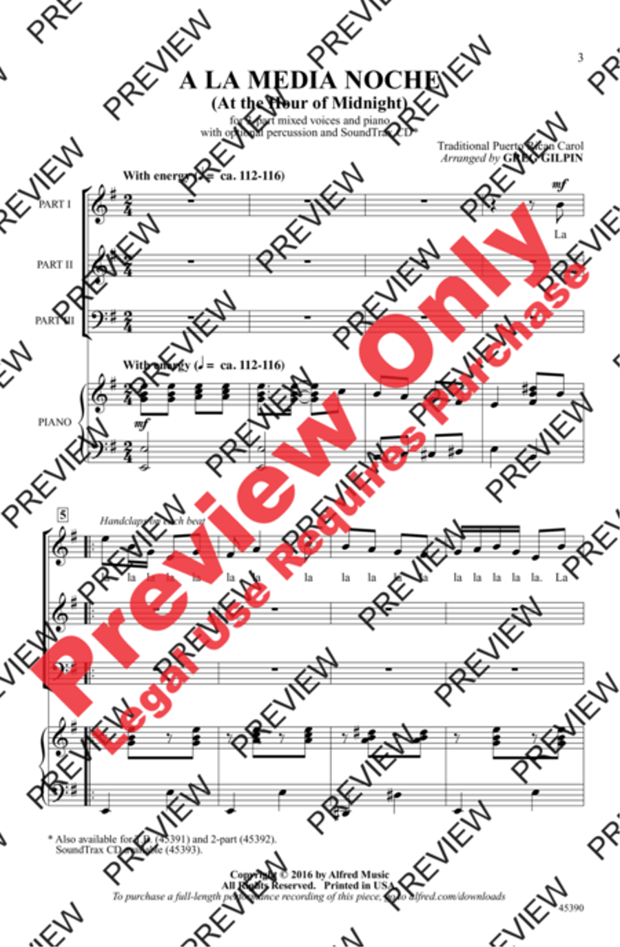 A la Media Noche A la Media Noche 3-Part scores gallery preview page 3