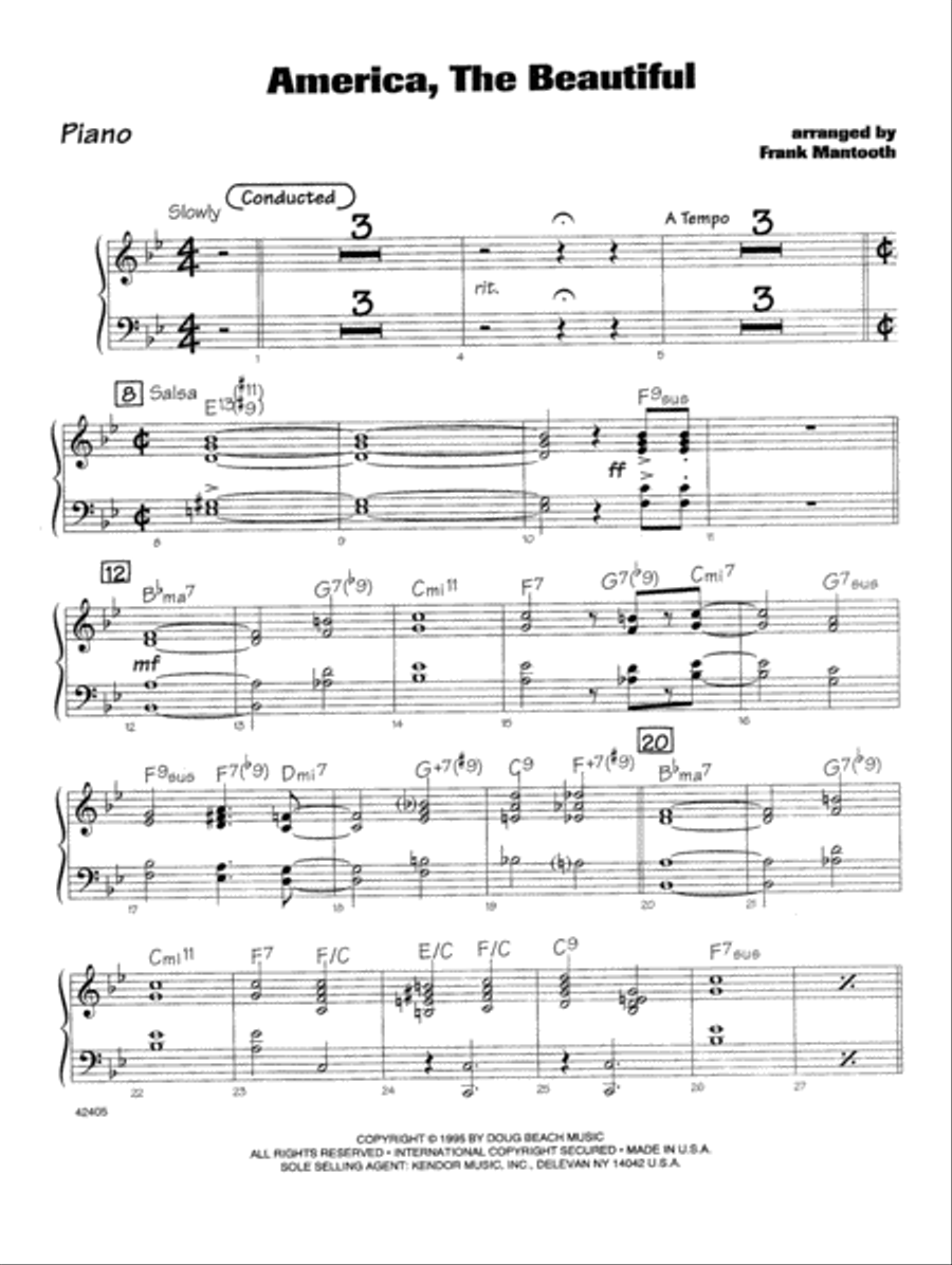 America, the Beautiful - Piano Easy Piano scores gallery preview page 1