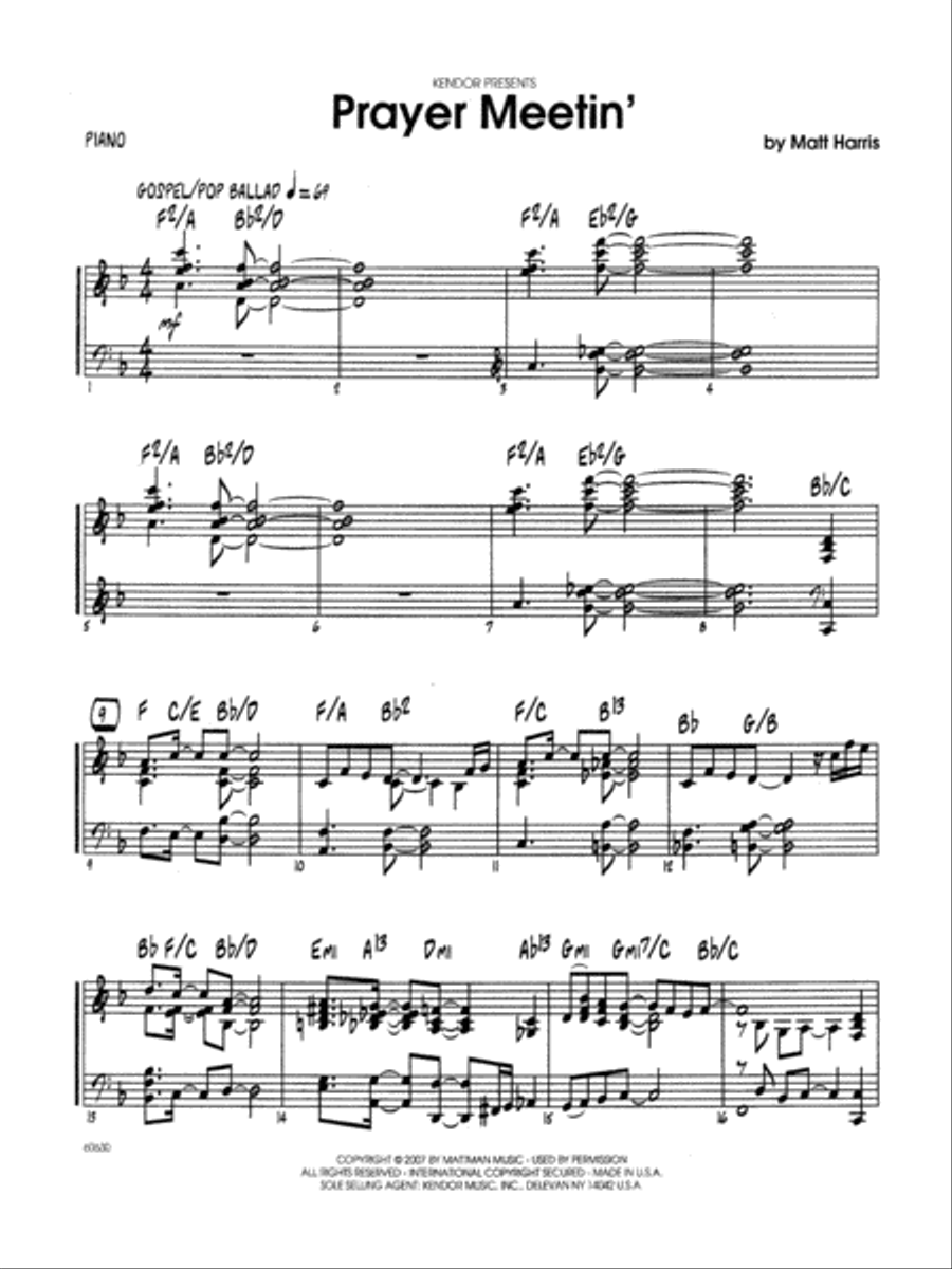 Prayer Meetin' - Piano Easy Piano scores gallery preview page 1