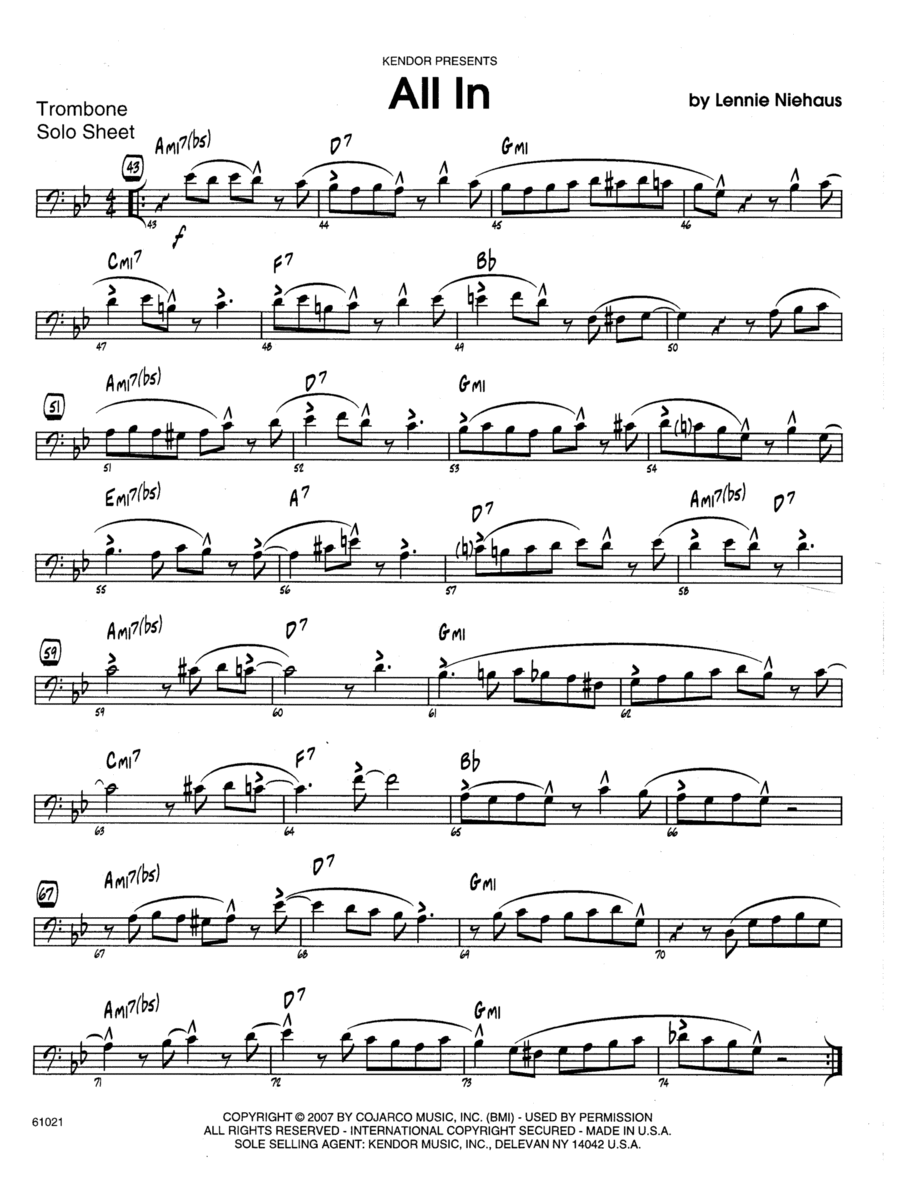 All In - Sample Solo - Bass Clef Instr. Part scores gallery preview page 1
