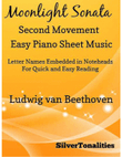 Moonlight Sonata Second Movement Easy Piano Sheet Music mini preview
