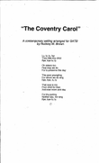 The Coventry Carol, A Contemporary setting arranged for SATB