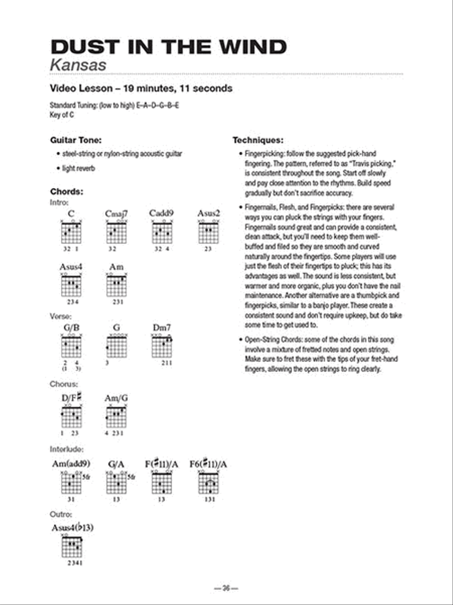 Teach Yourself to Play Guitar Songs: “Dust in the Wind” & 9 More Fingerpicking Classics Fingerpicking Guitar scores gallery preview page 3
