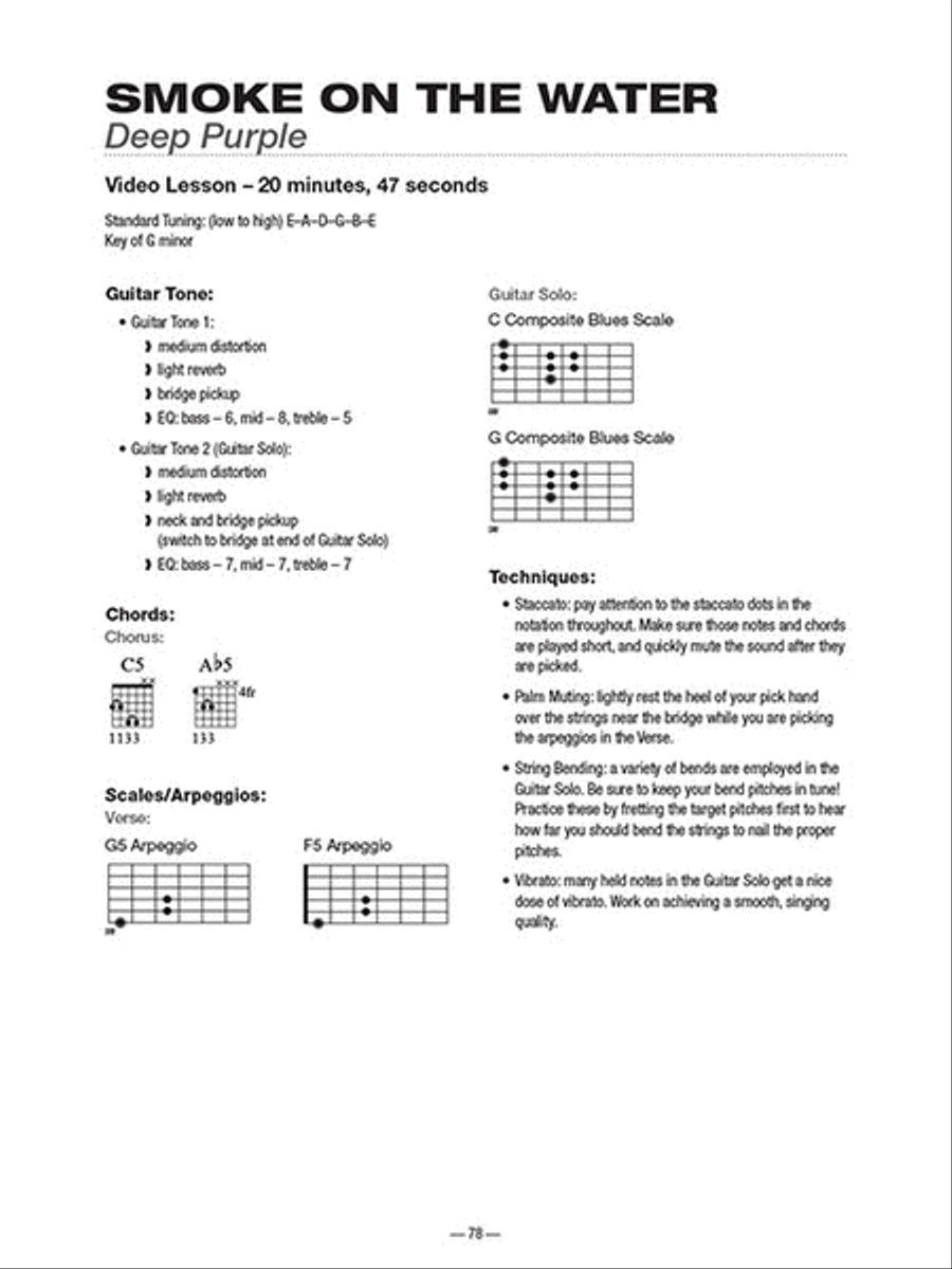 Teach Yourself to Play Guitar Songs: Smoke on the Water & 9 More Hard Rock Classics Easy Guitar scores gallery preview page 4