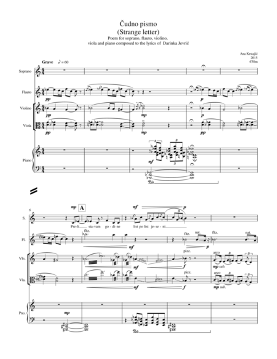 Čudno pismo (Strange letter) Small Ensemble scores gallery preview page 1