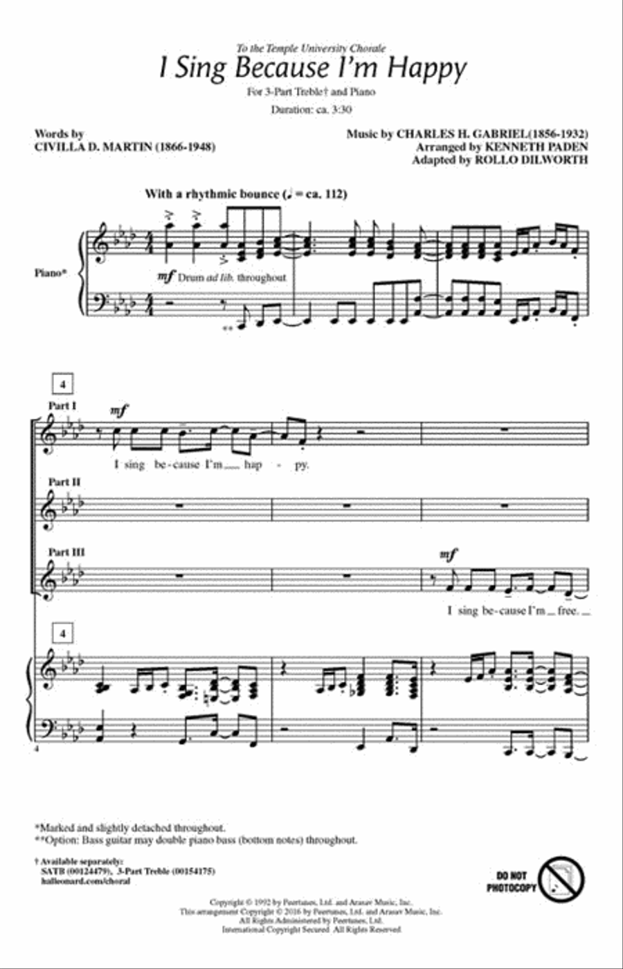 I Sing Because I'm Happy 3-Part scores gallery preview page 2