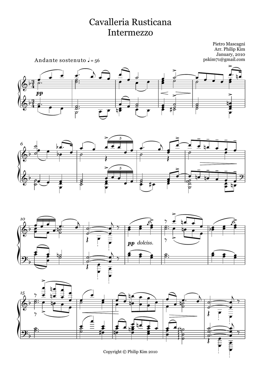 Intermezzo from Cavalleria Rusticana Piano Solo scores gallery preview page 2
