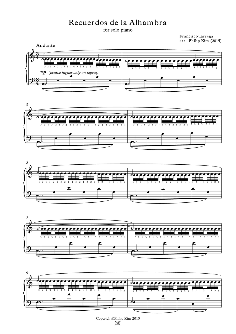 Recuerdos De La Alhambra Recuerdos De La Alhambra Piano Solo scores gallery preview page 2