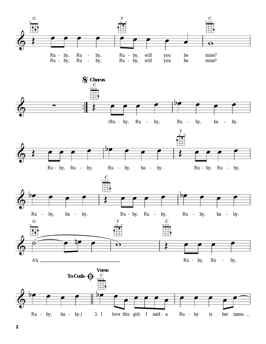 Ruby Baby Ruby Baby Ukulele scores gallery preview page 2