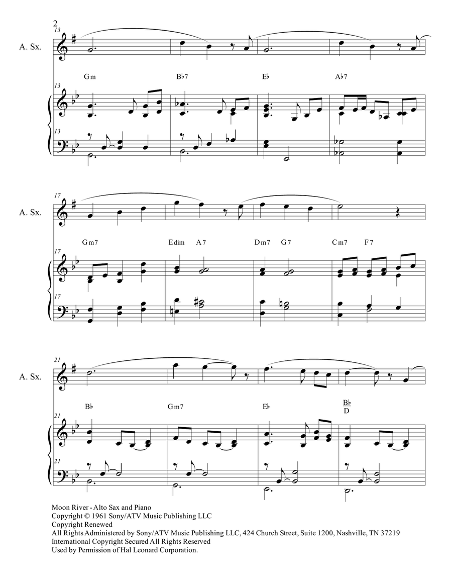 Moon River Moon River Alto Saxophone scores gallery preview page 2