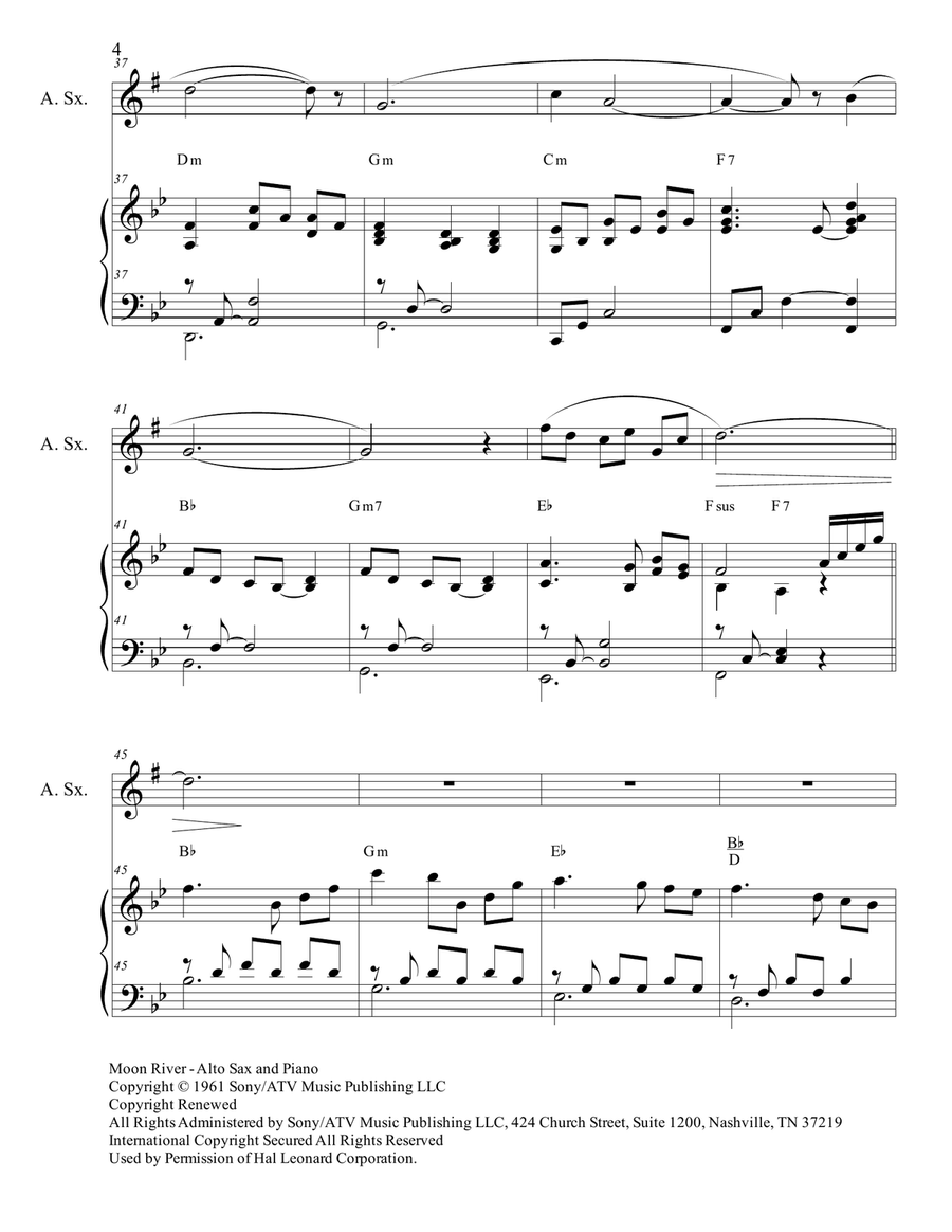 Moon River Moon River Alto Saxophone scores gallery preview page 4
