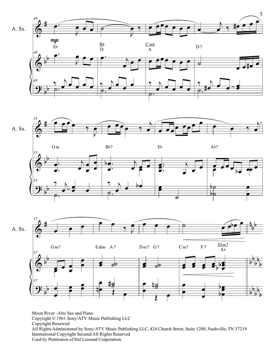 Moon River Moon River Alto Saxophone scores gallery preview page 5