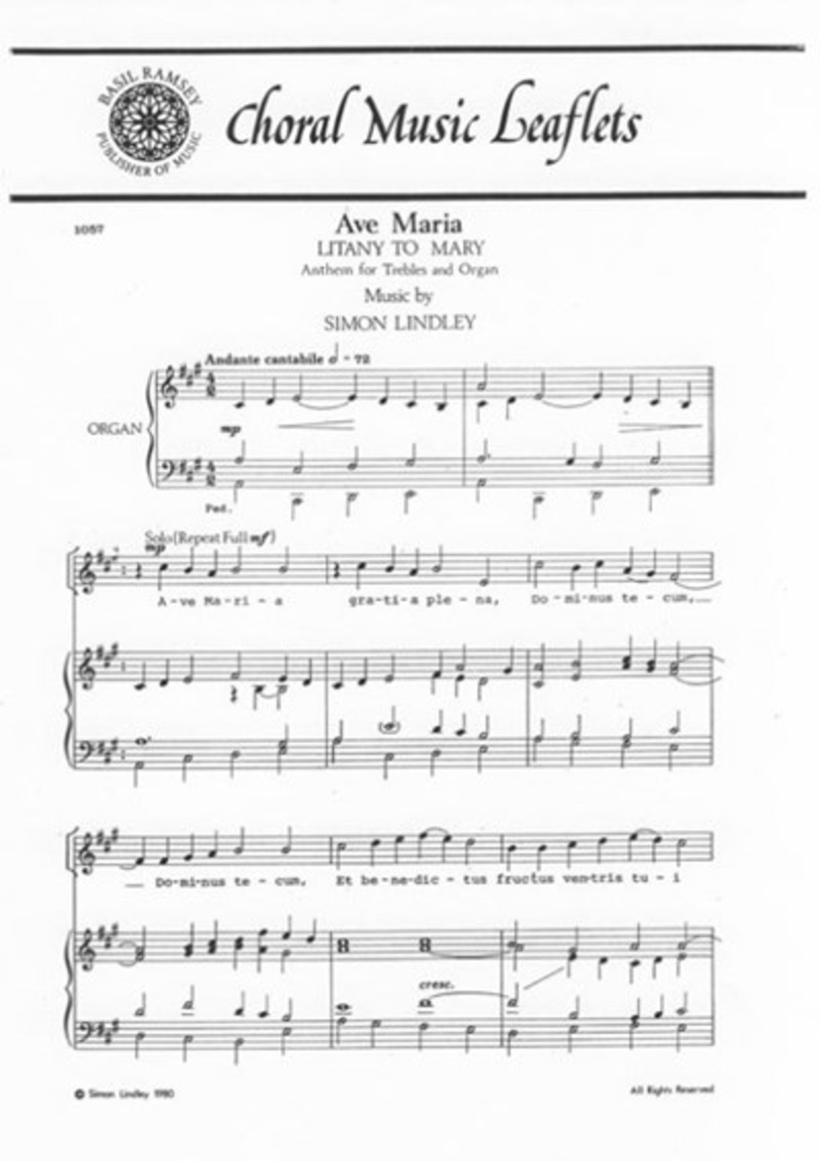 Ave Maria, Litany to Mary Women's Choir scores gallery preview page 1