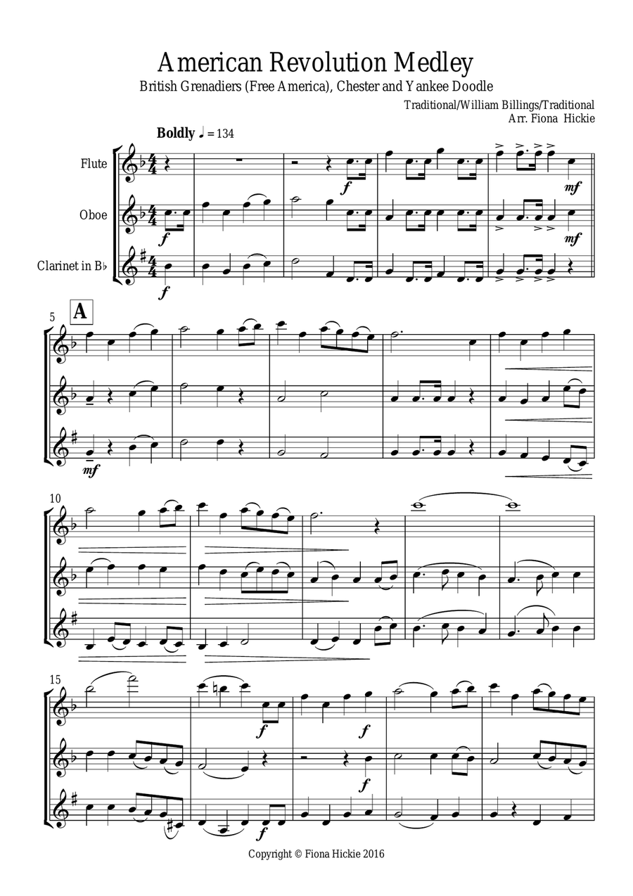 American Revolution Medley Woodwind Trio scores gallery preview page 2