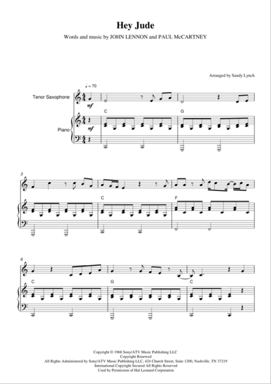 Hey Jude Piano, Vocal, Guitar scores gallery preview page 3