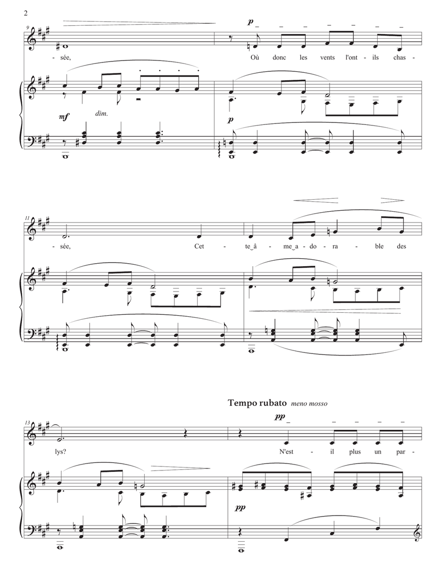 DEBUSSY: L'âme évaporée (transposed to A major, 