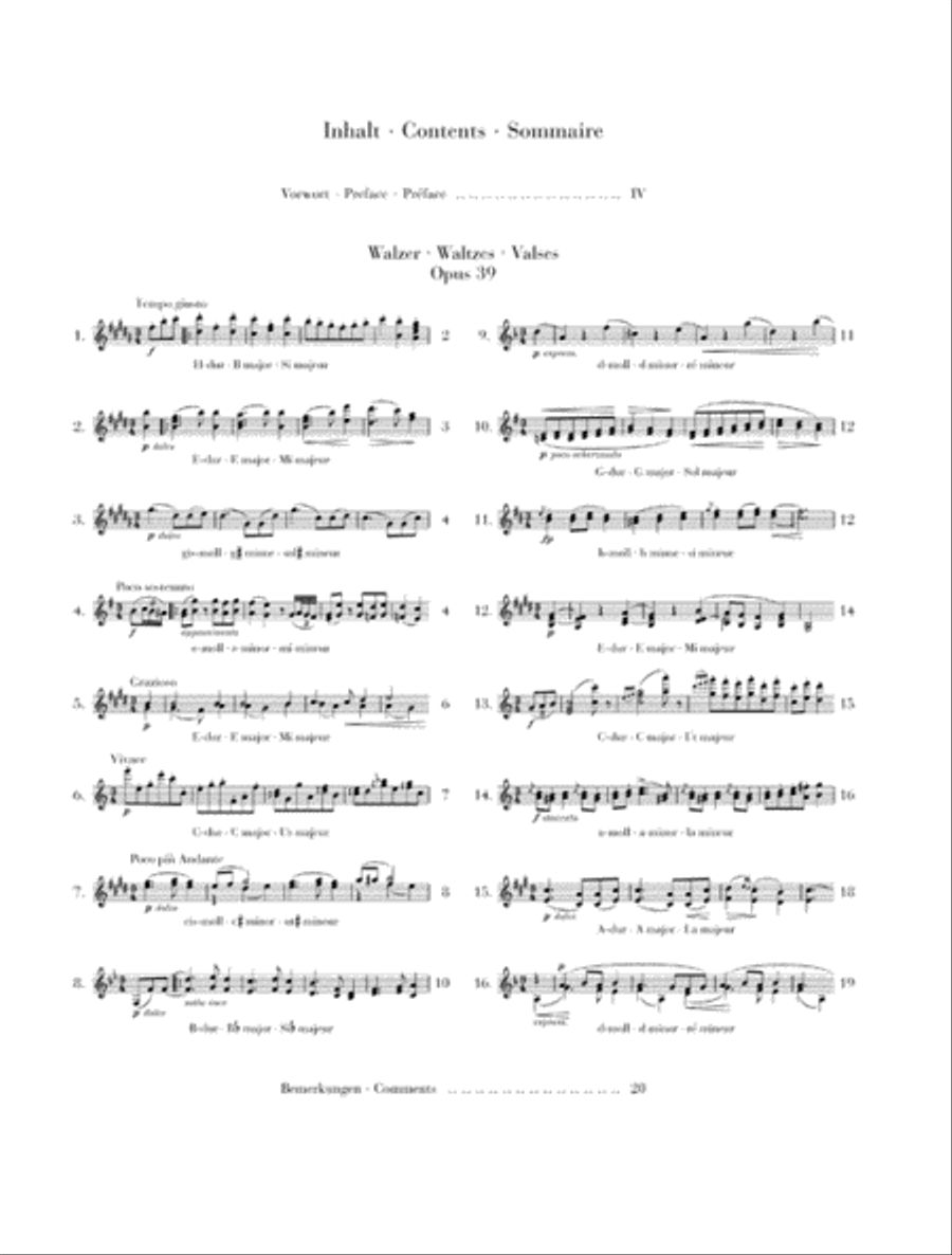 Waltzes Op. 39 Waltzes Op. 39 Piano Solo scores gallery preview page 2