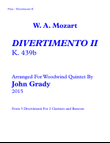 Divertimento #2 for Woodwind Quintet, K. 439