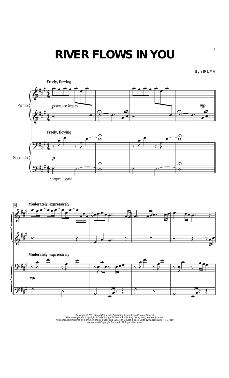 River Flows In You River Flows In You 1 Piano, 4-Hands scores gallery preview page 1
