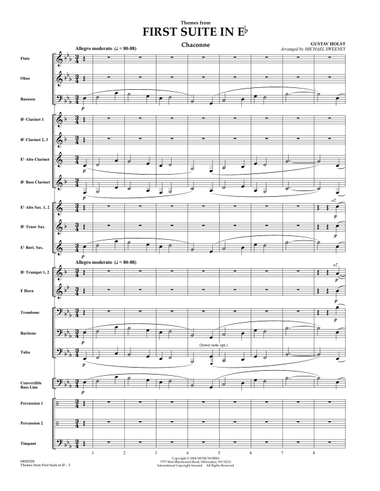 First Suite In E Flat, Themes From - Full Score