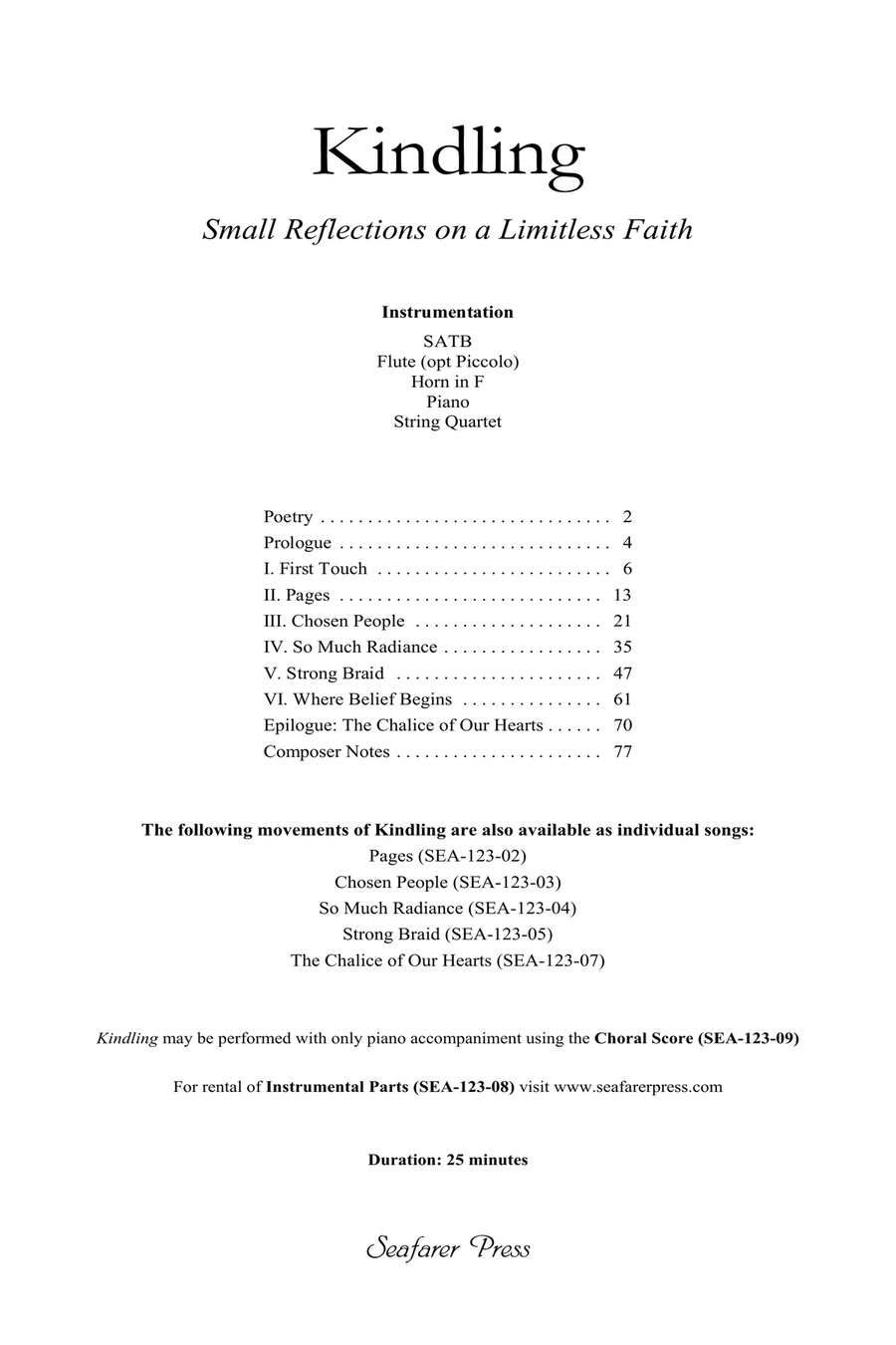 Kindling: Small Reflections on a Limitless Faith 4-Part scores gallery preview page 4