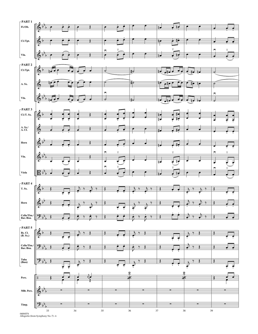 Allegretto (from Symphony No. 7) - Conductor Score (Full Score) Concert Band scores gallery preview page 6