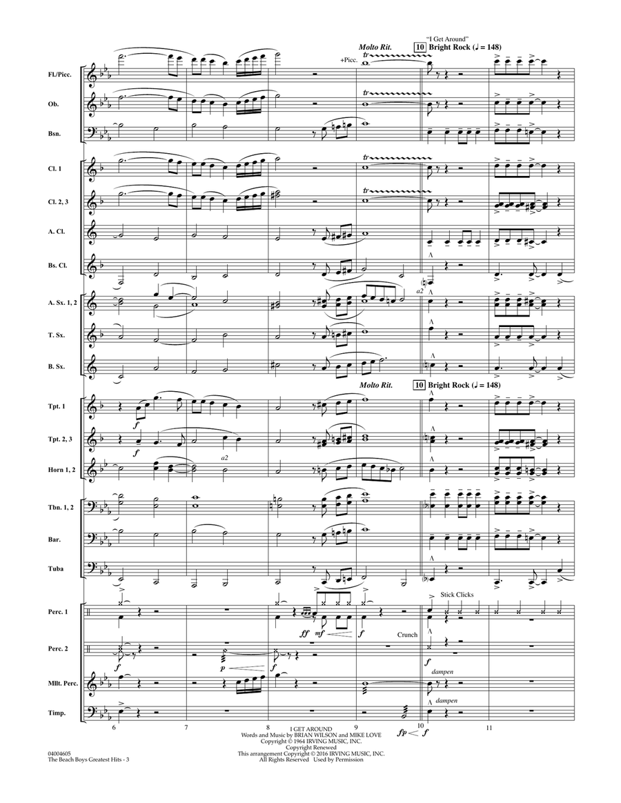 The Beach Boys Greatest Hits - Conductor Score (Full Score) Concert Band scores gallery preview page 3