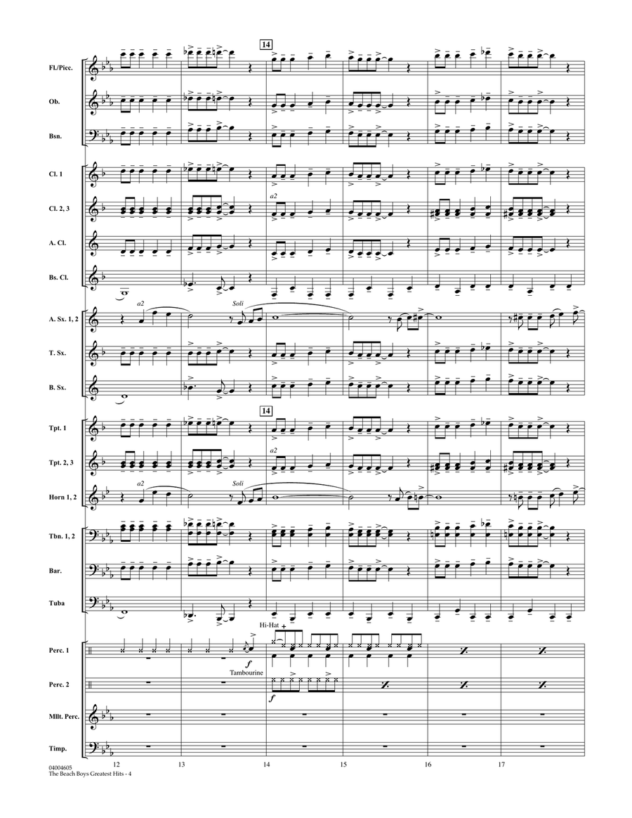 The Beach Boys Greatest Hits - Conductor Score (Full Score) Concert Band scores gallery preview page 4