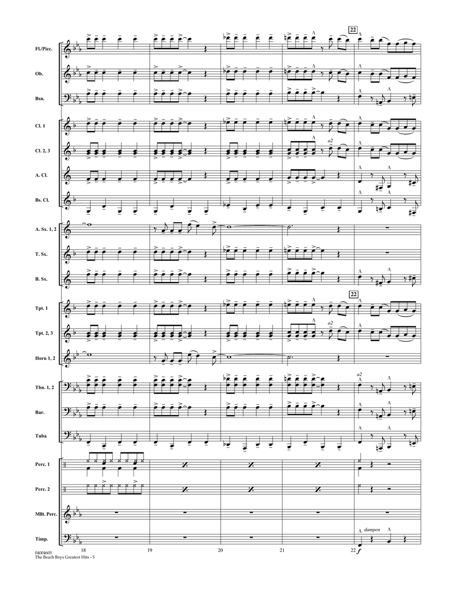 The Beach Boys Greatest Hits - Conductor Score (Full Score) Concert Band scores gallery preview page 5