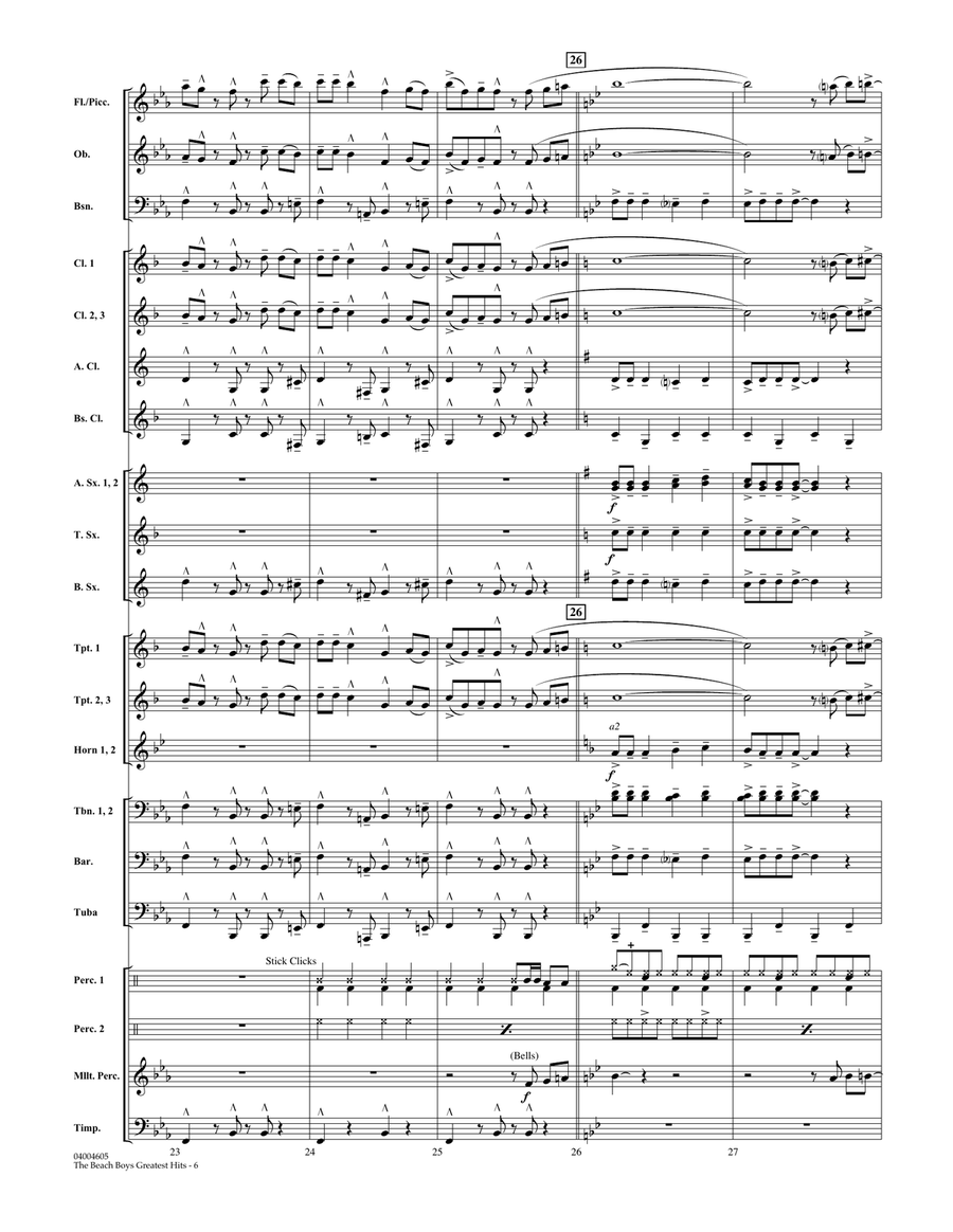 The Beach Boys Greatest Hits - Conductor Score (Full Score) Concert Band scores gallery preview page 6