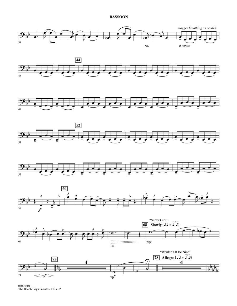 The Beach Boys Greatest Hits - Bassoon Concert Band scores gallery preview page 2