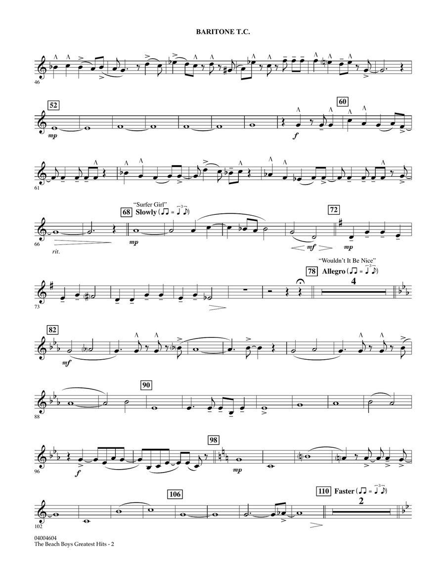 The Beach Boys Greatest Hits - Baritone T.C. Concert Band scores gallery preview page 2
