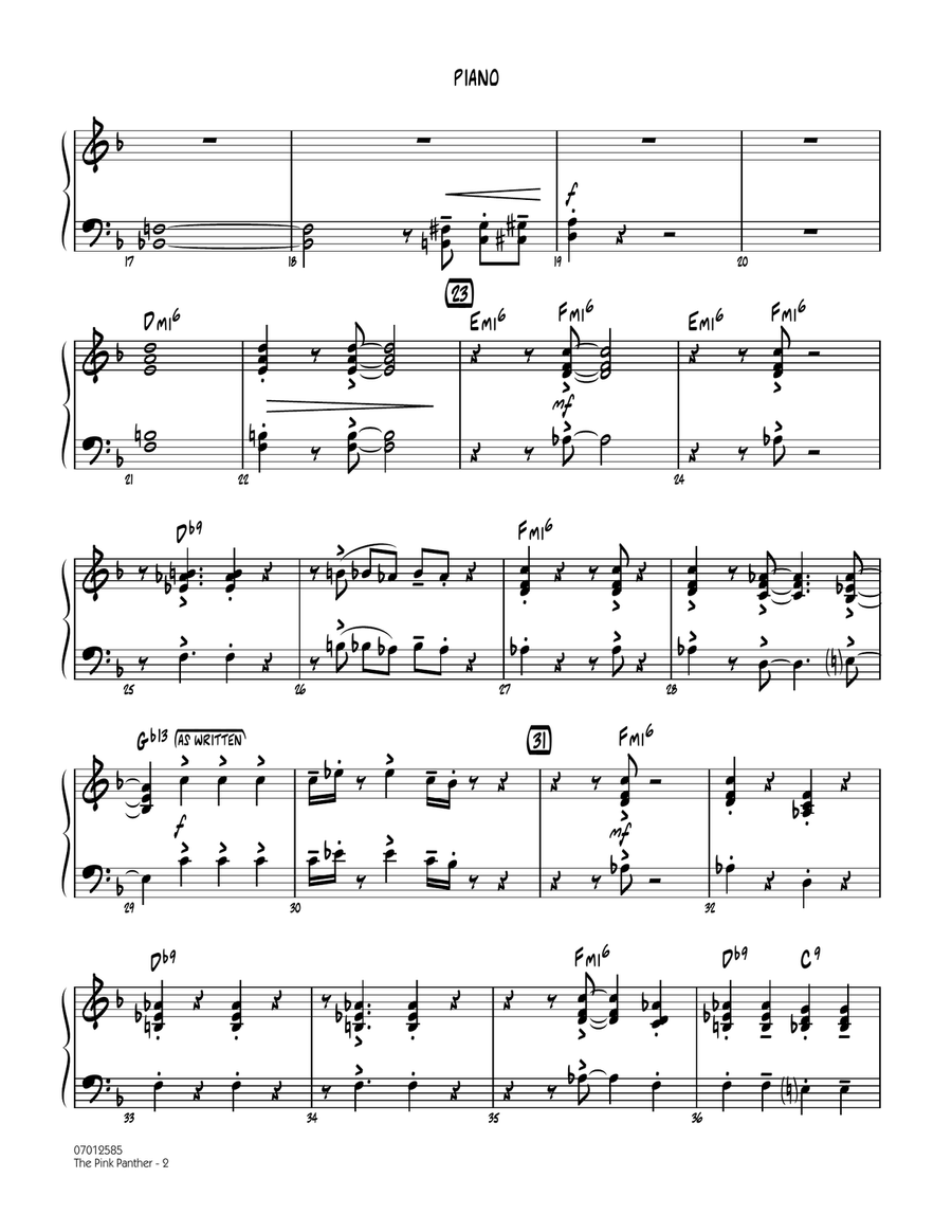 The Pink Panther - Piano The Pink Panther - Piano Jazz Ensemble scores gallery preview page 2