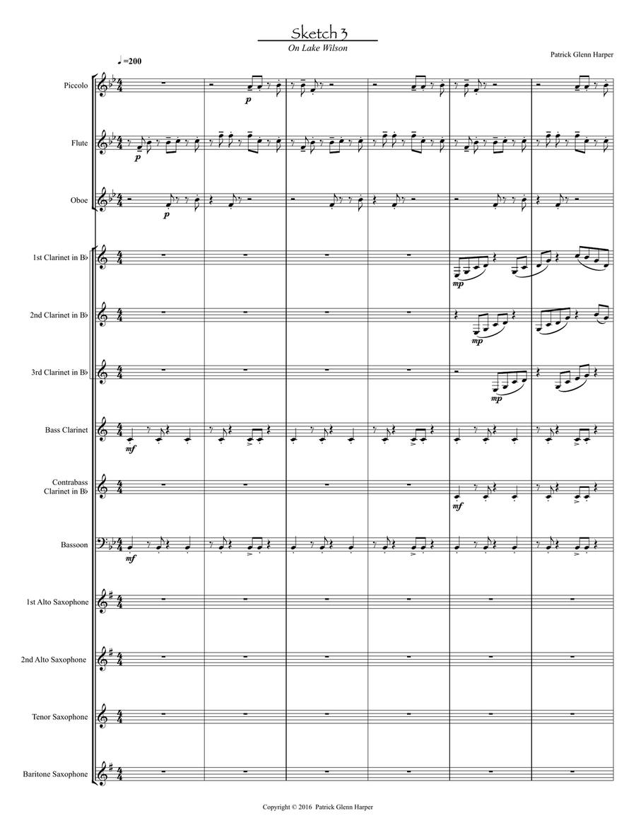 3 Sketches for Woodwind Ensemble: Movement 3 - On Lake Wilson Woodwind Ensemble scores gallery preview page 2