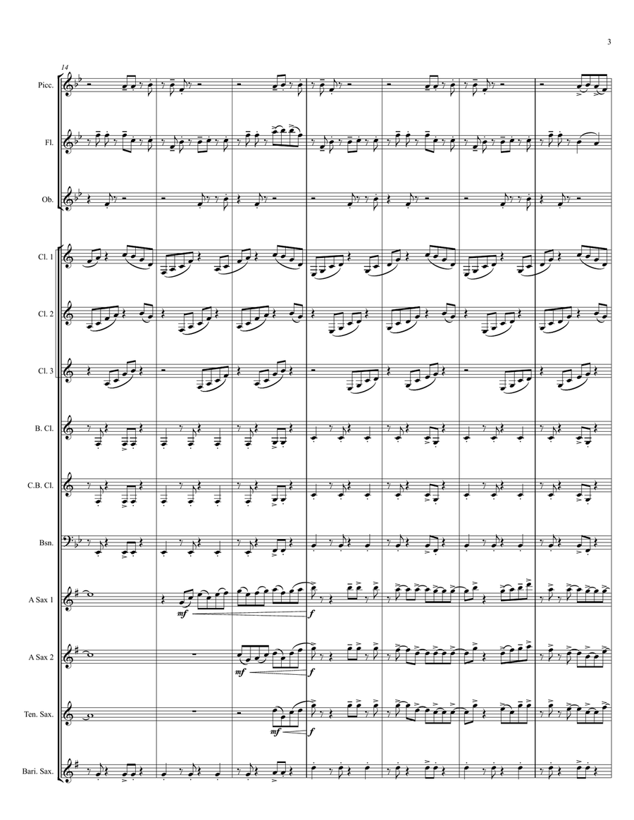 3 Sketches for Woodwind Ensemble: Movement 3 - On Lake Wilson Woodwind Ensemble scores gallery preview page 4