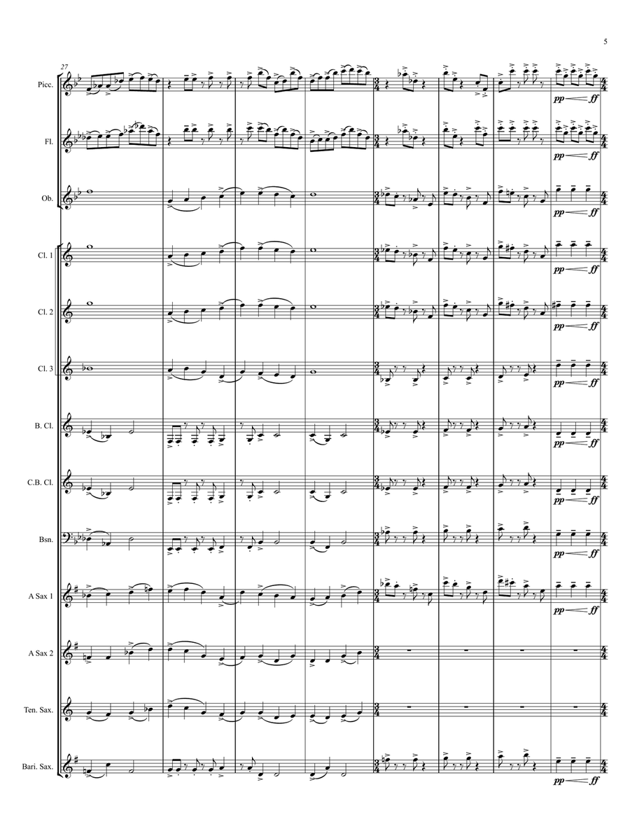 3 Sketches for Woodwind Ensemble: Movement 3 - On Lake Wilson Woodwind Ensemble scores gallery preview page 6
