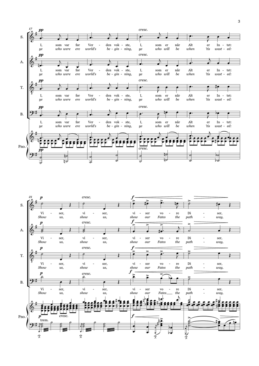 Grieg: Bøn og Tempeldans / Prayer and Templedans (Mixed Choir and piano) 4-Part scores gallery preview page 3