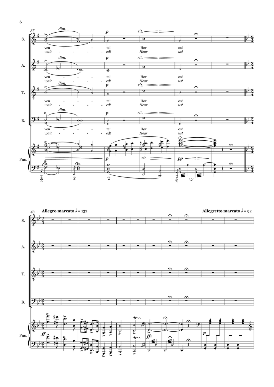 Grieg: Bøn og Tempeldans / Prayer and Templedans (Mixed Choir and piano) 4-Part scores gallery preview page 6