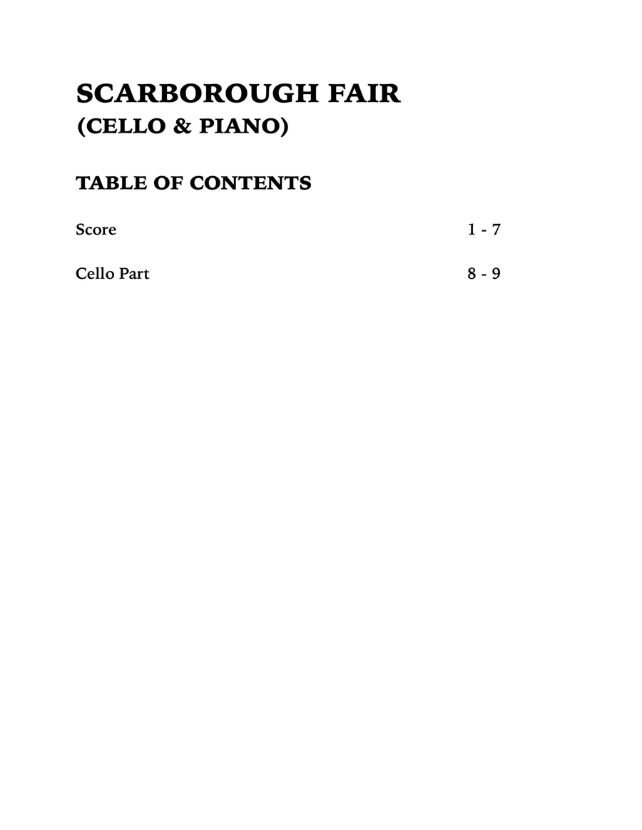 Scarborough Fair (Cello and Piano) Piano scores gallery preview page 4