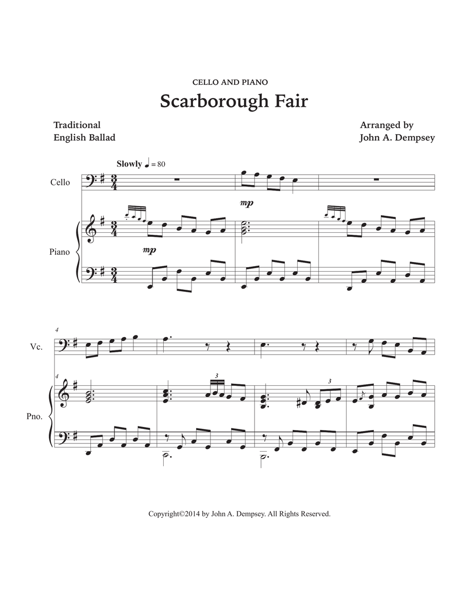 Scarborough Fair (Cello and Piano) Piano scores gallery preview page 5