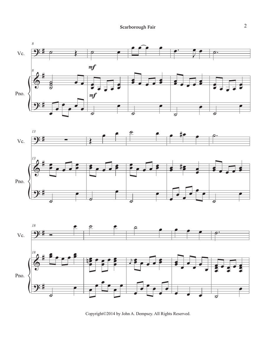 Scarborough Fair (Cello and Piano) Piano scores gallery preview page 6