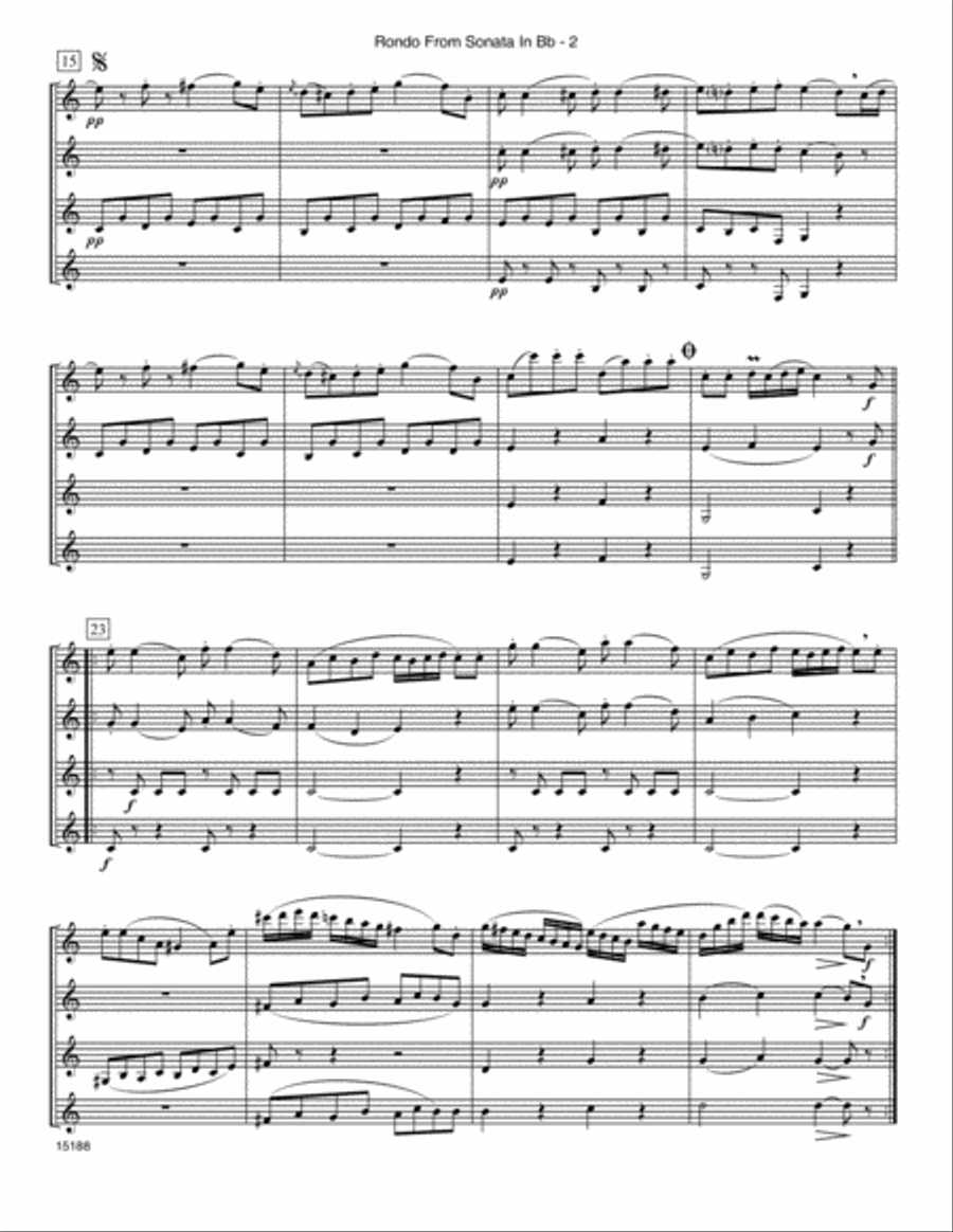 Rondo From Sonata In Bb (K.570) - Full Score Clarinet Quartet scores gallery preview page 2
