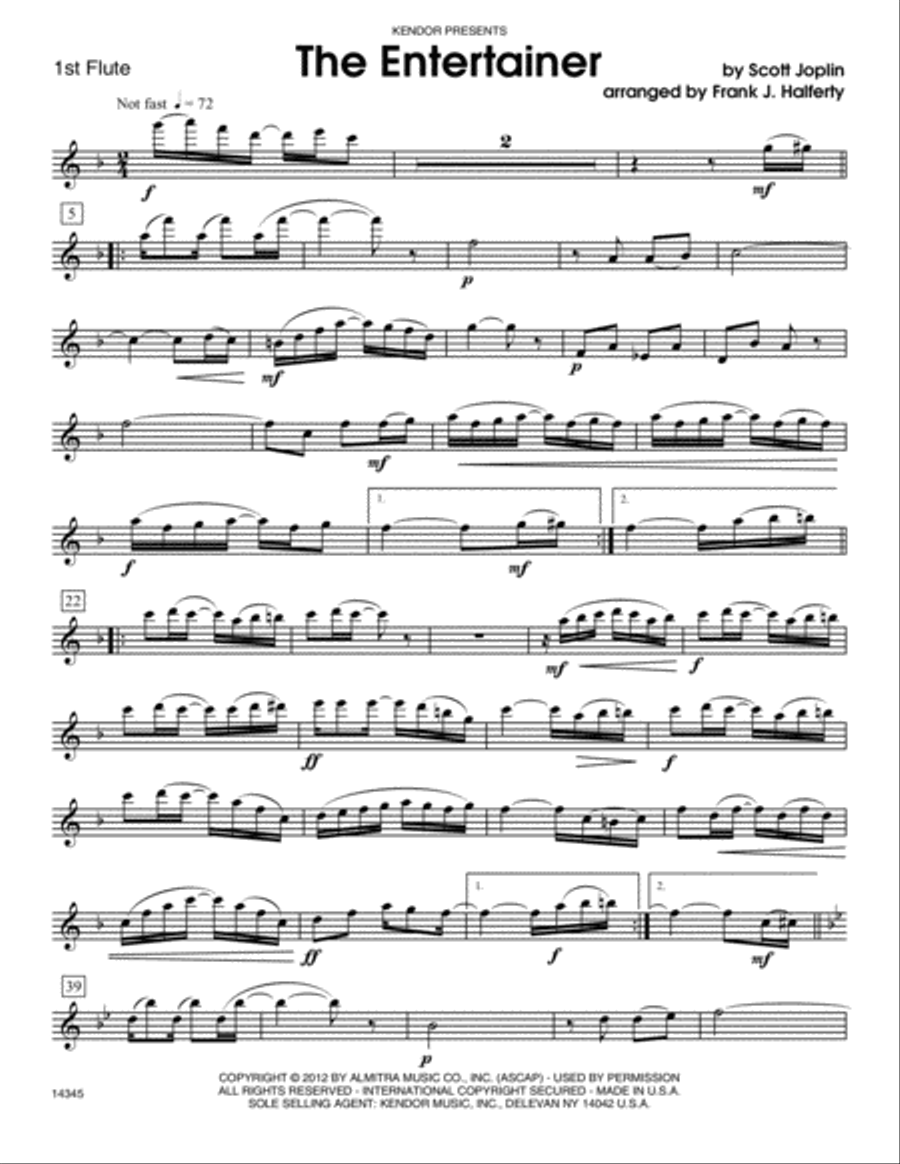 Entertainer, The - Flute 1 Flute scores gallery preview page 1