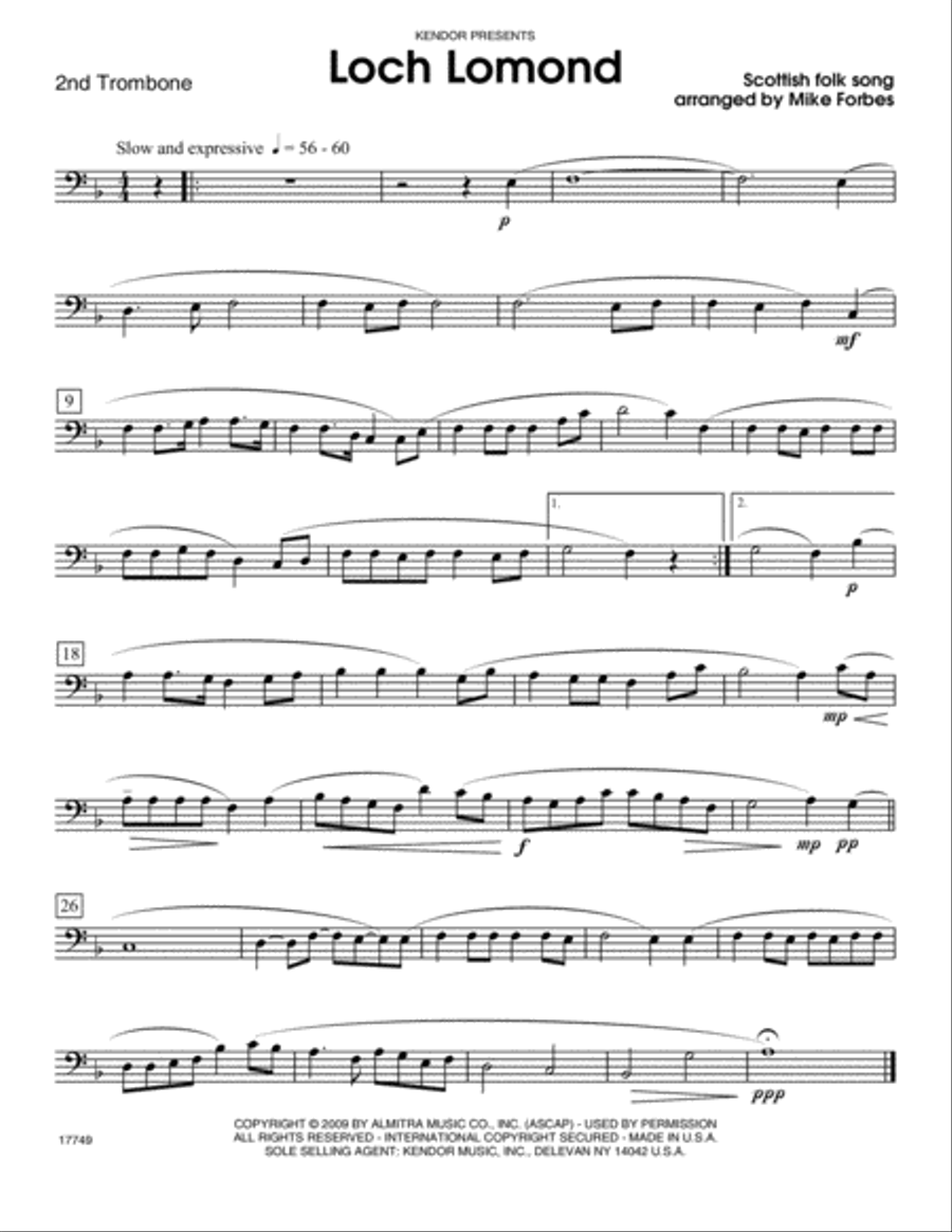 Loch Lomond - Trombone 2 Trombone scores gallery preview page 1