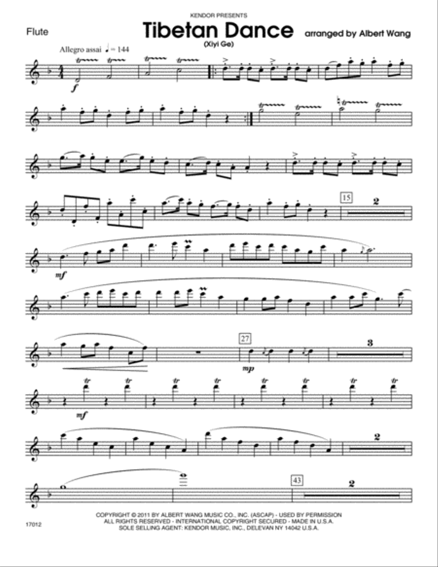 Tibetan Dance (Xiyi Ge) - Flute Flute scores gallery preview page 1
